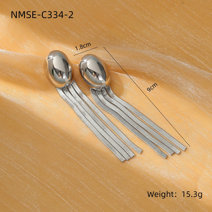 Arrival Exaggerated High Grade Irregular Asymmetric Titanium Steel Earrings Women Affordable Luxury Stainless Steel Tassel Earrings