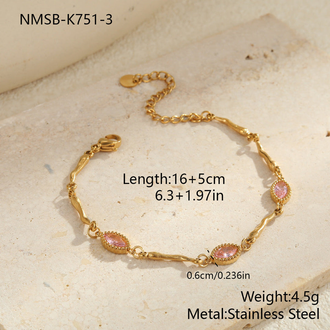 Inlaid Color Zircon Stainless Steel Bracelet Non Fading Light Luxury High Grade Sense Ornament