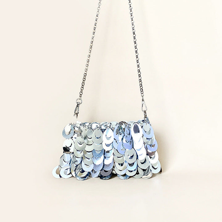 Handmade Bling Sequin Bag Advanced Sense Silver Phone Chain Crossbody Sequ Bag