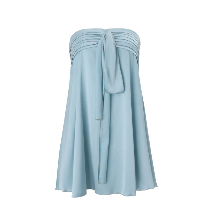 Women Clothing Spring Sexy Street Satin Tube Top Strap Solid Color Sleeveless Dress