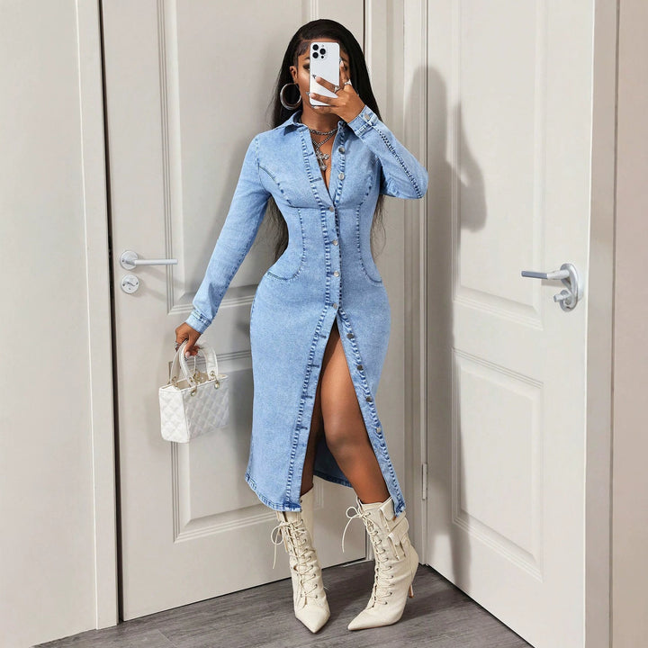 Casual Outing Women Denim One Piece Dress