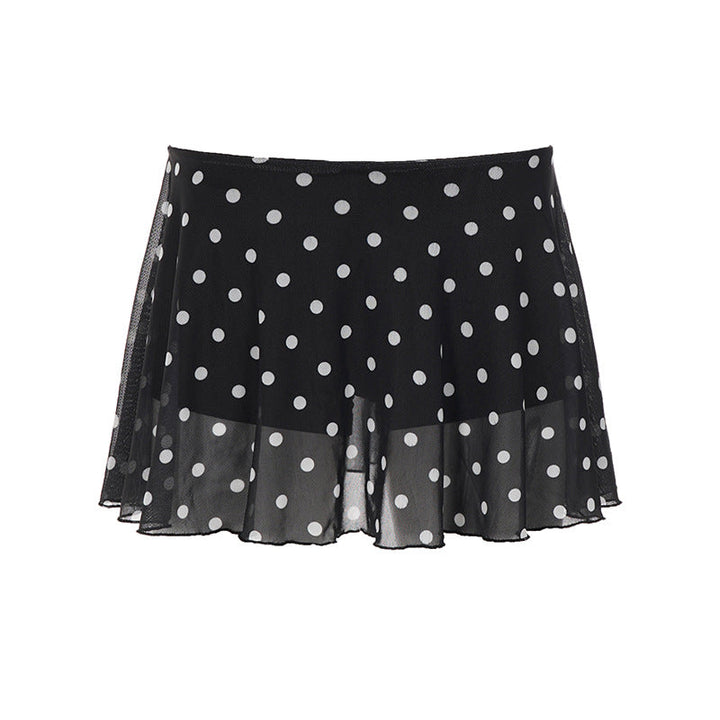 Women Clothing Summer Dot Mesh Sweet Spicy See through Sexy Skirt