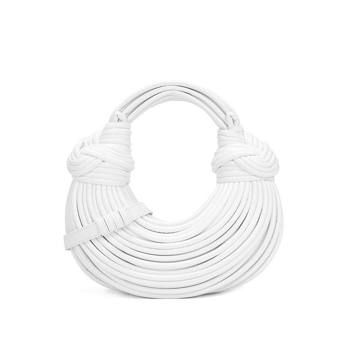 Hand Woven Faux Leather Portable Crescent Women Bag Knotted Noodles Bag Hand Carrying Cloud Underarm Bag