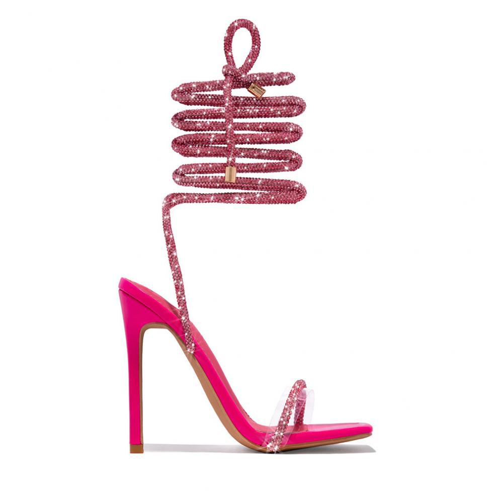 Summer Casual Comfortable Lace-up Roman Pointed Stiletto Heel Women High Heel Sandals