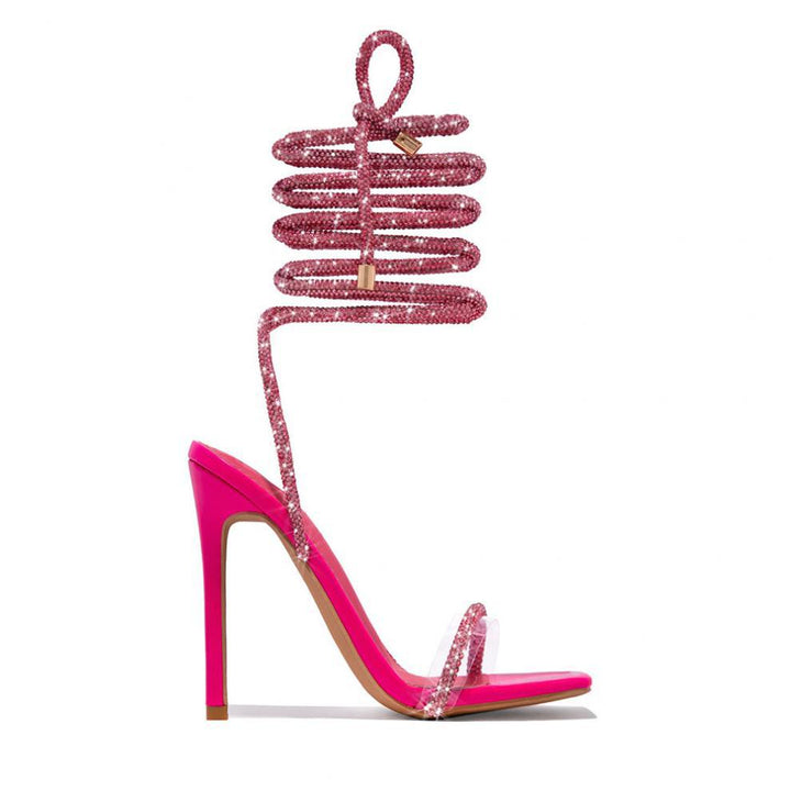 Summer Casual Comfortable Lace-up Roman Pointed Stiletto Heel Women High Heel Sandals