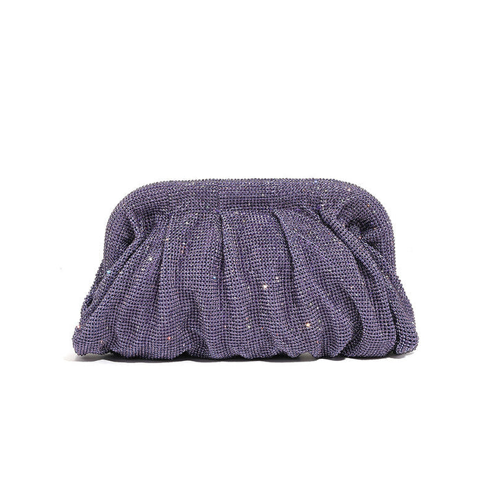Rhinestone Cloud Bag Pleated Women Bag Texture High End Cosmetic Bag Niche Messenger Bag