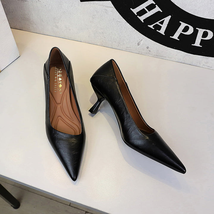French Work Comfortable All Match Office Work Pointed High Heels Women Stiletto Heel Non Wear Feet Classy Shoes
