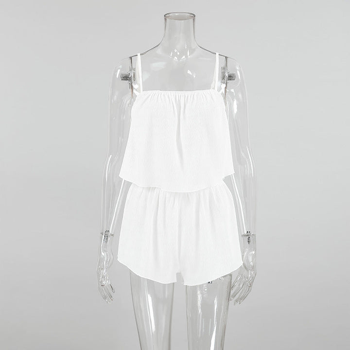 Thin Summer Pajamas Women Suspender Shorts Two Piece Set Sexy Stretch Soft Home Wear