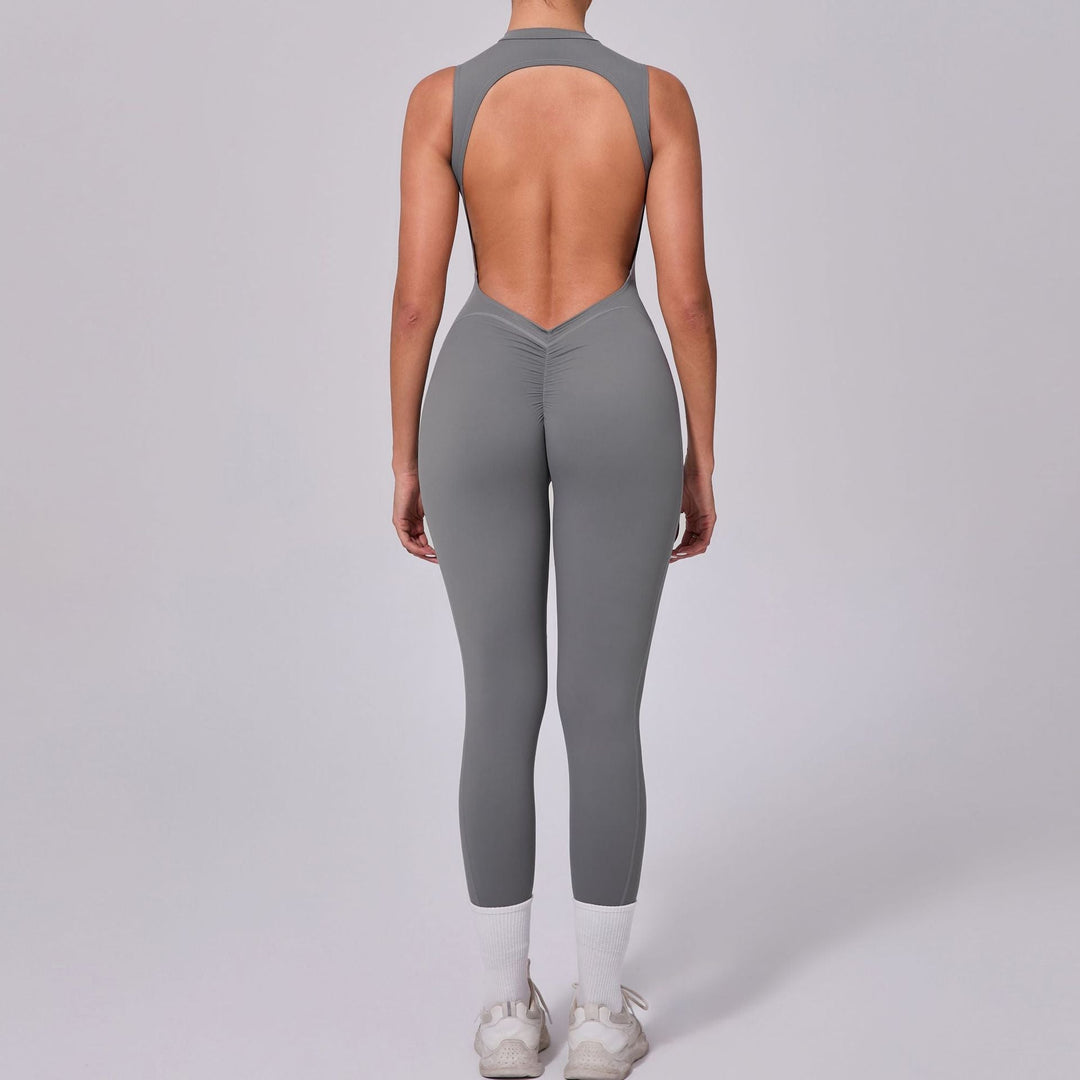 Backless Sleeveless Yoga Jumpsuit Peach Hip Fitness Detachable Chest Pad Sports Jumpsuit