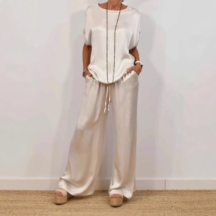 Spring Summer Trend Loose Shirt Wide Leg Pants Casual Two Piece Sets