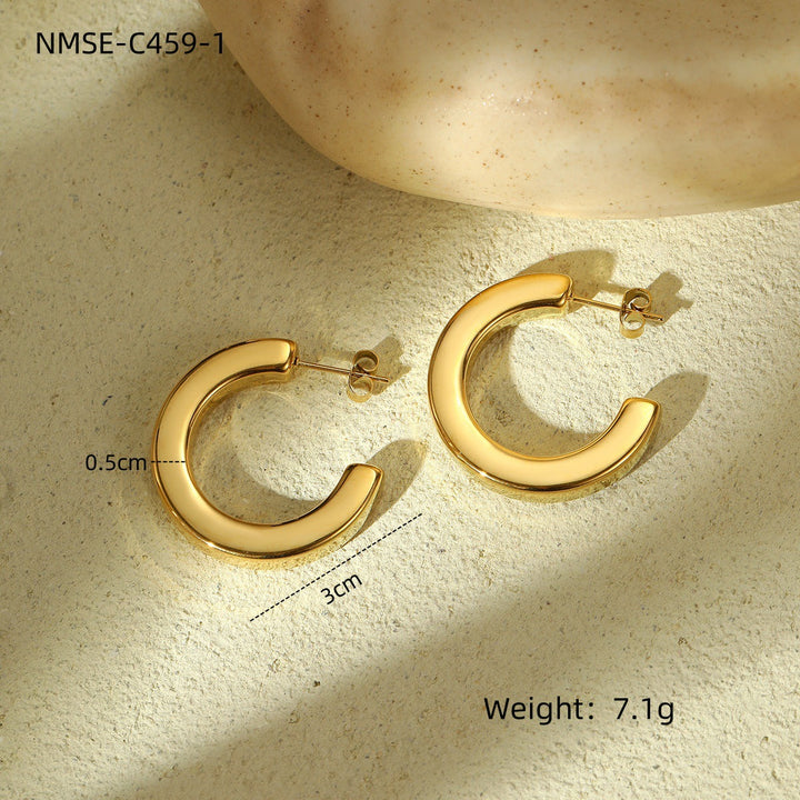 Niche Personality Exaggerated Stainless Steel Earrings Real Gold Geometric Abstract Triangle Shaped Titanium Steel Ear Studs Women