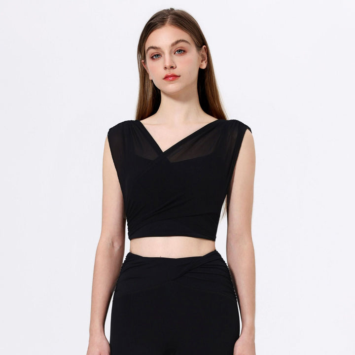 Mesh Yarn False Two Pieces Sports Top Women Yoga Clothes Vest with Chest Pad Sexy Breathable Workout Bra T shirt