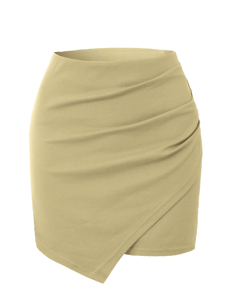 Women Clothing Irregular Asymmetric Heap Pleated Skirt High Waist Elastic Twisted Hip Skirt
