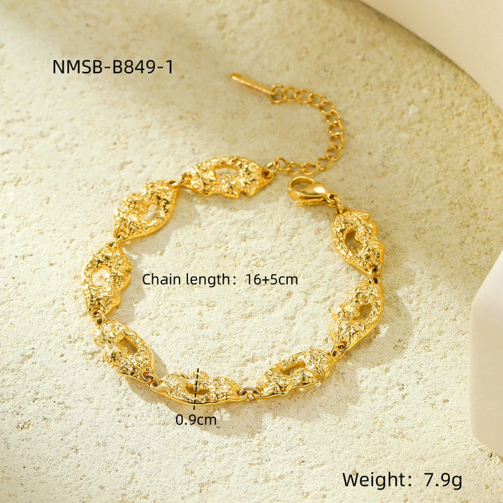 Retro Easy Matching Stainless Steel Texture Bracelet Niche Frosted Hollow Out Cutout Design Titanium Steel Gold Plated Bracelet Accessories