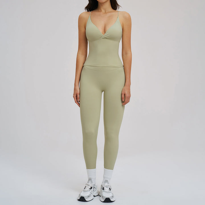 Brushed Sports Tight Back Running Sports Casual Suit Outdoor Riding Yoga Two Piece Sets