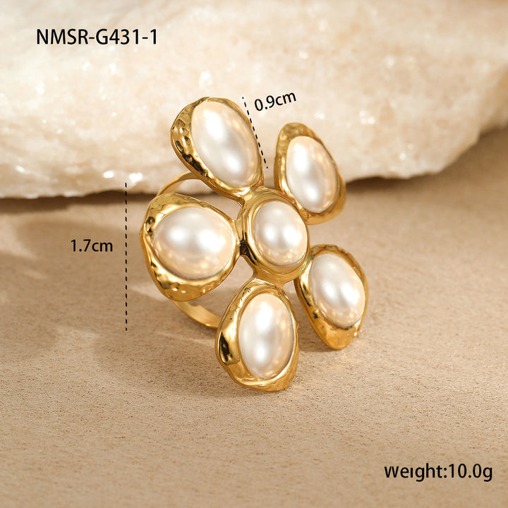 Vintage 18K Gold Stainless Steel High Grade Cat Eye Hammer Pattern Floral Earrings Eardrops