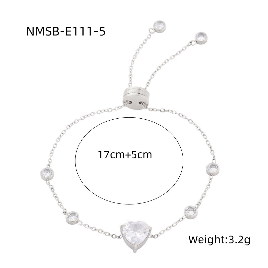 Arrival Starry Sky Heart Shape with Diamond Titanium Steel Bracelet Women Special Interest Light Luxury Colorful Crystals Stainless Steel Bracelet