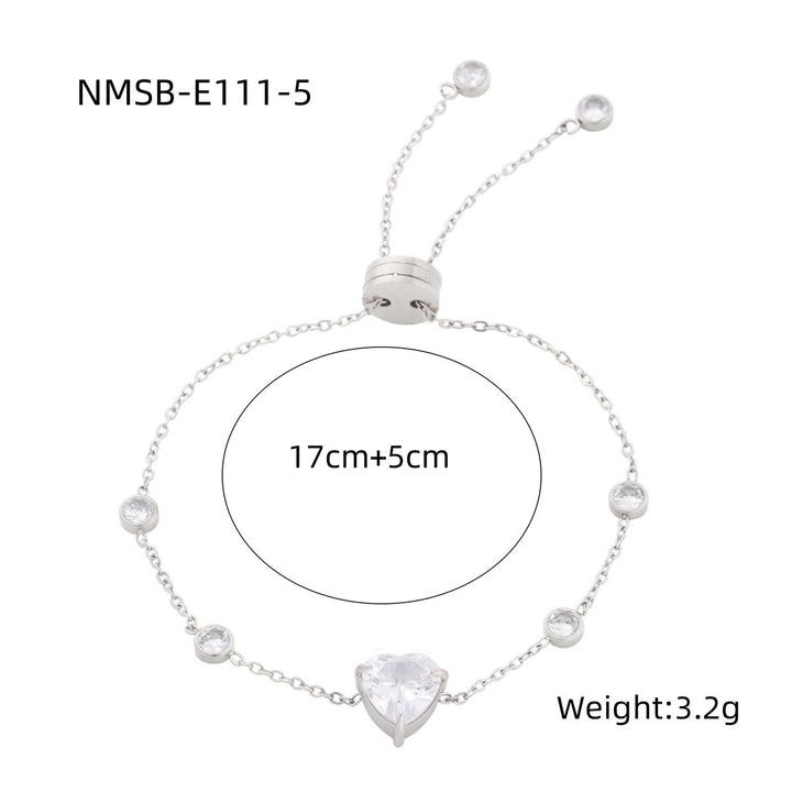 Arrival Starry Sky Heart Shape with Diamond Titanium Steel Bracelet Women Special Interest Light Luxury Colorful Crystals Stainless Steel Bracelet
