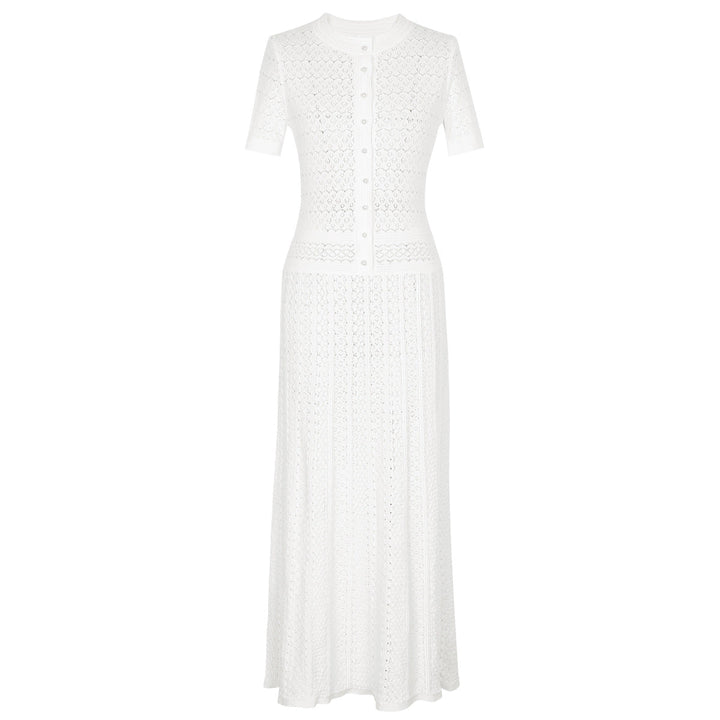 Bright Silk Summer Fashionable Knitted Slim Slimming Short Sleeve Maxi Dress for Women