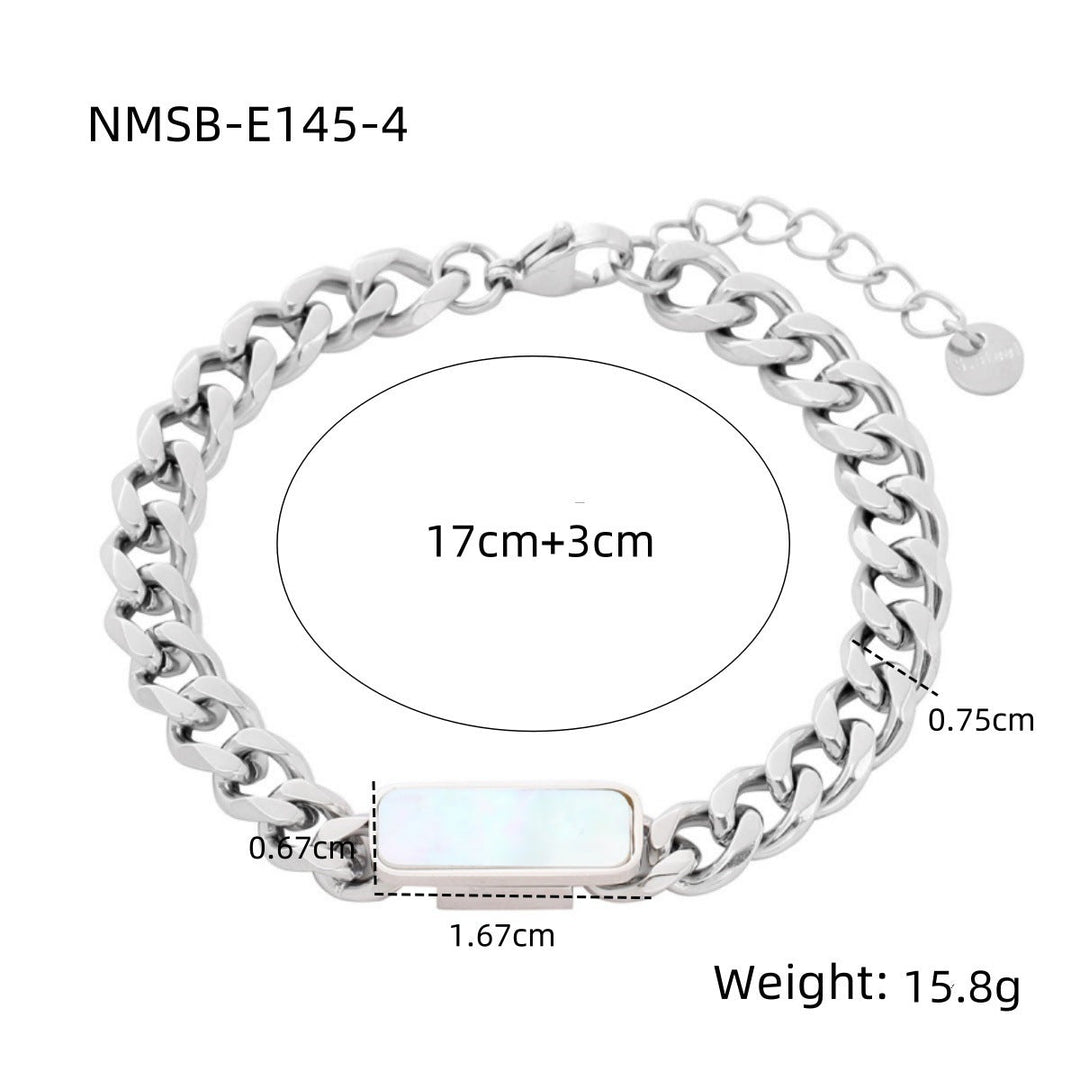 Arrival Light Luxury High Grade Square Black White Fritillary Titanium Steel Bracelet 18K Metal Good Texture Personality Design