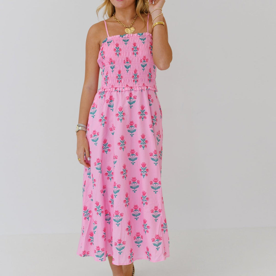 Women Urban Casual Printed Floral Pleated Sling Dress
