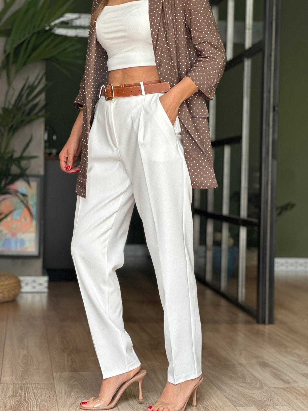 Spring Summer Sleeveless Trousers Casual Pocket Vest Two Piece Set Women