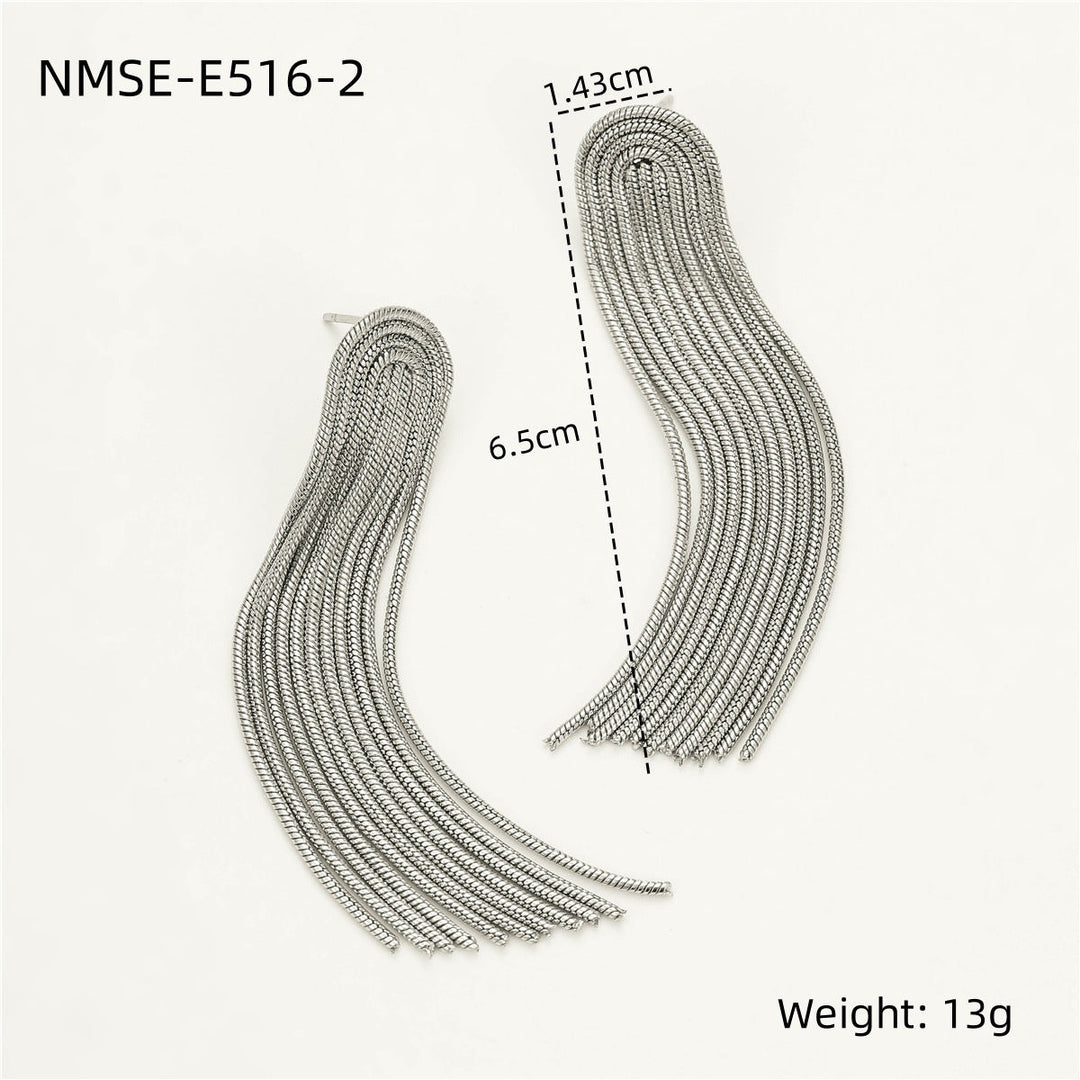 Plating Long Stainless Steel Tassel Earrings All Match Non Fading Earrings Eardrops