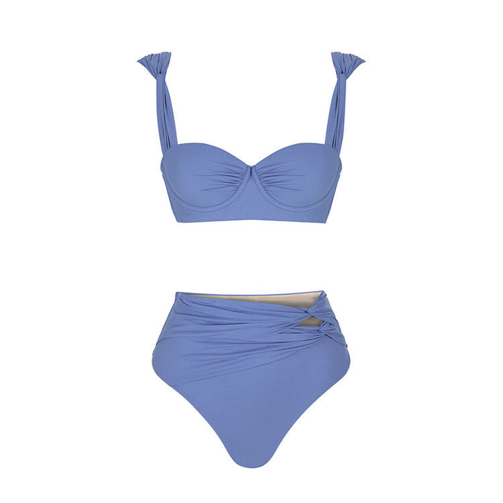 Round Buckle Decorative Color Matching Hollow Out Cutout out Swimsuit Set Women
