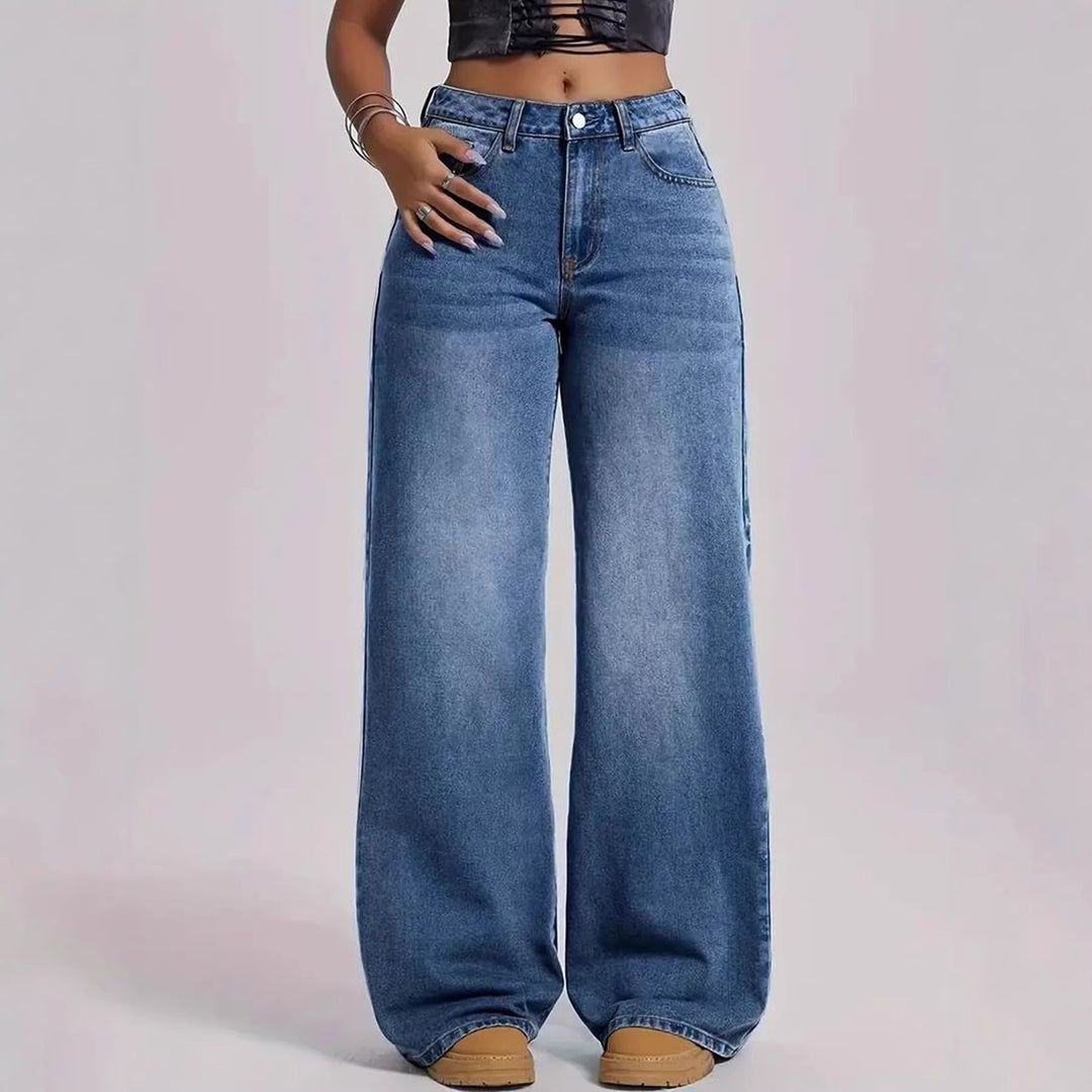 Women Retro Nostalgic Loose Fitting Wide Leg Trousers Women Jeans