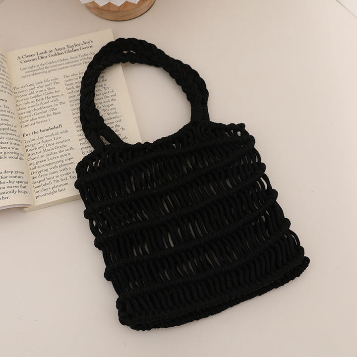Fresh Hollow Out Cutout Cotton Thread Woven Bag Summer Idle Mesh Straw Bag Women Bag Seaside Vacation Beach Bag