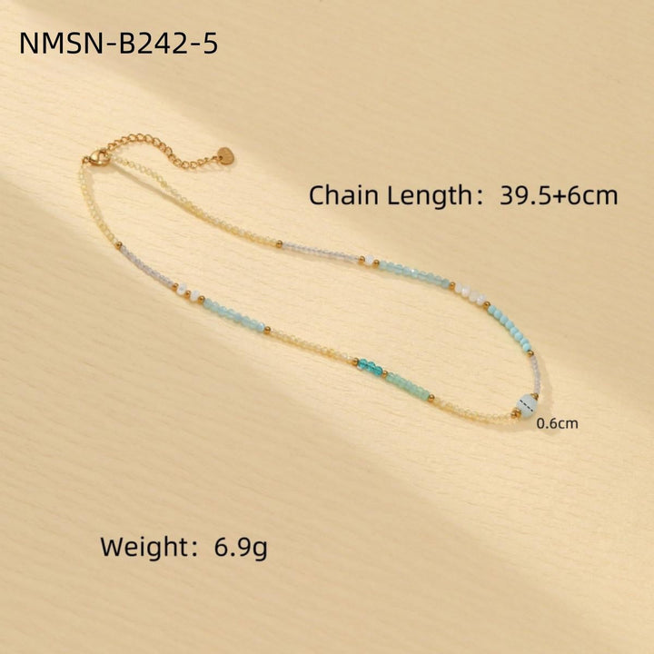 Blue Color Natural Stone Handmade Beaded Titanium Steel Necklace Affordable Luxury All Match Freshwater Pearl Embellished