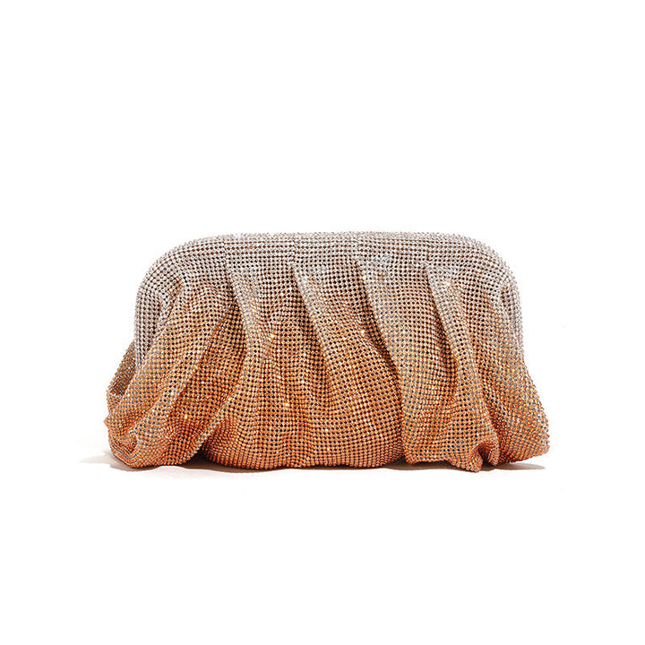 Rhinestone Cloud Bag Pleated Women Bag Texture High End Cosmetic Bag Niche Messenger Bag