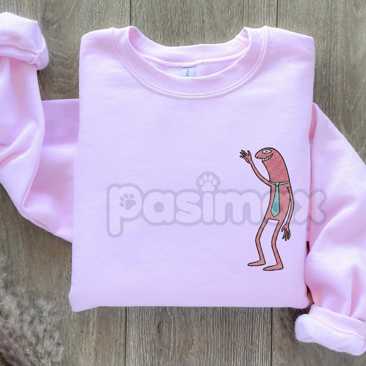 Pim & Charlie Smiling Friends Embroidered Crewneck – Funny Animation Sweatshirt