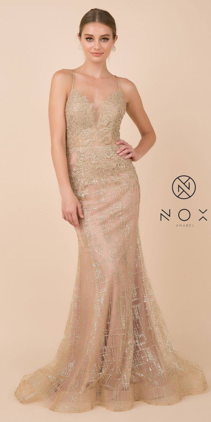 Nox Anabel R282-1 Mermaid Long Dress Corset Open-Back