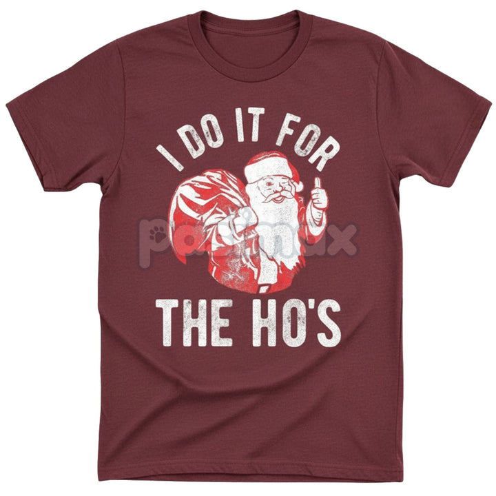 Retro Santa "I Do It for The Ho's" T-Shirt - Vintage Naughty Christmas Slogan Tee, Men's Anti-Holiday Party Humor, Unisex Adult Xmas