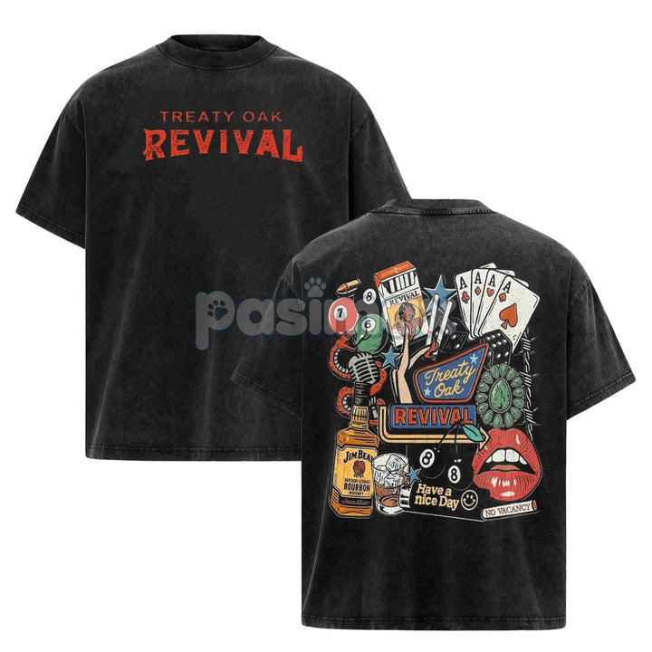 Retro Treaty Oak Revival Western T-Shirt – Cowboy Graphic Tee, Casual Comfort Cotton