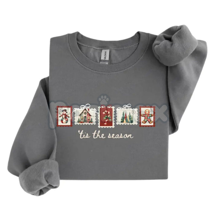 Retro Winter Stamp Sweatshirt | Vintage Holiday Postal Jumper | Nostalgic Christmas Mail Crewneck | Philately Gift