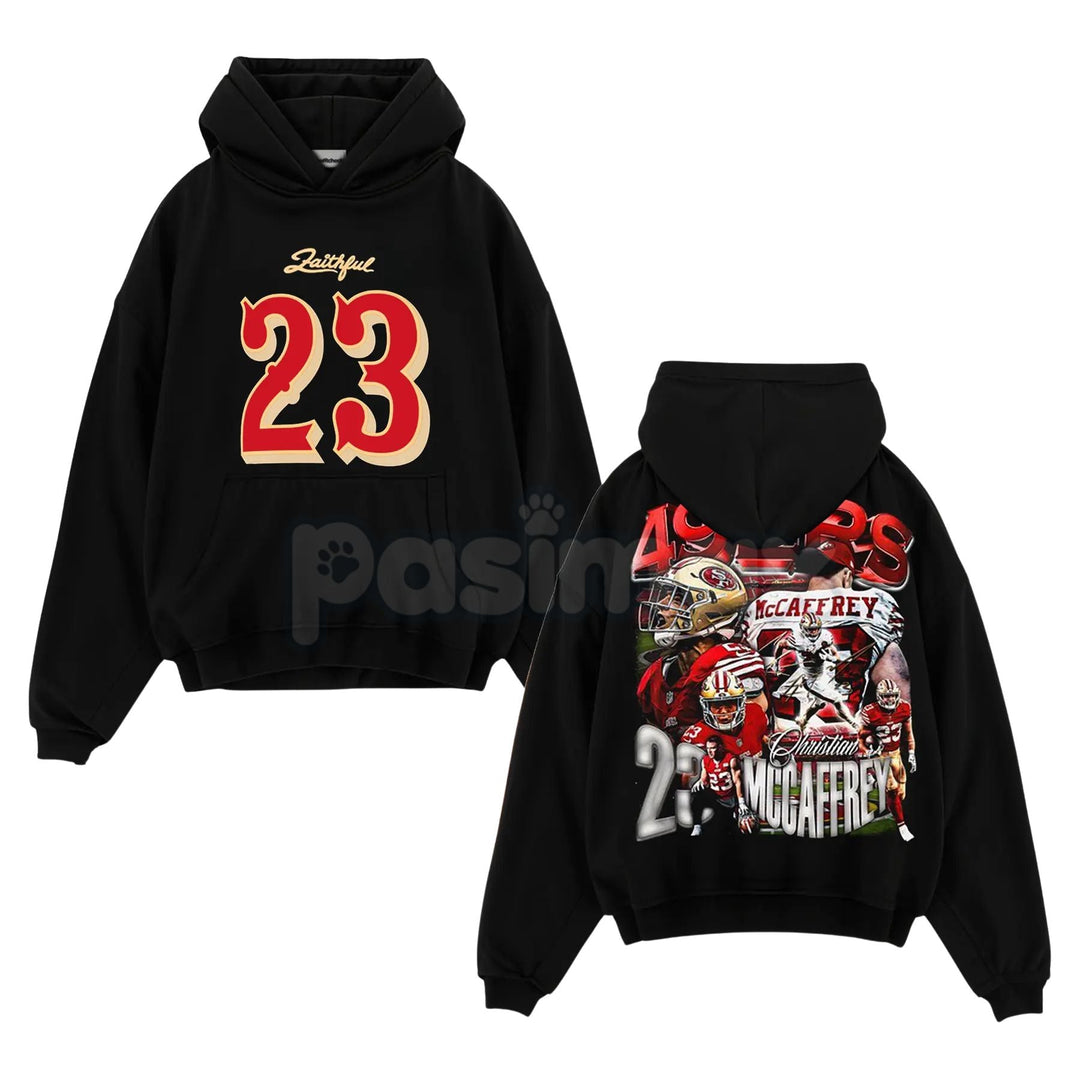 Run CMC Christian McCaffrey 23 "The Faithful" Game Day Cotton Hoodie – Fan Pullover & T-Shirt Style Apparel, Unisex