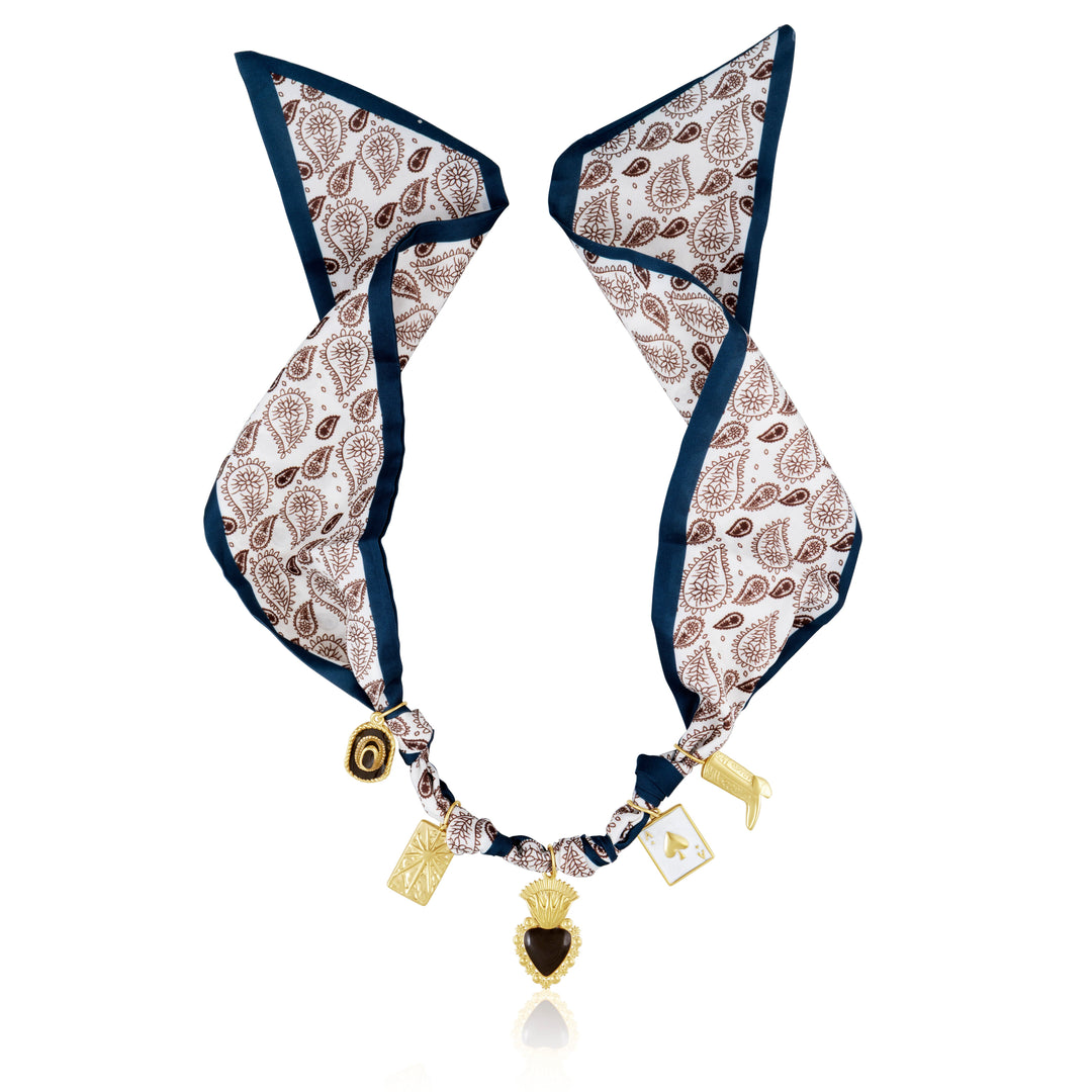 Brown Silk Charm Necklace