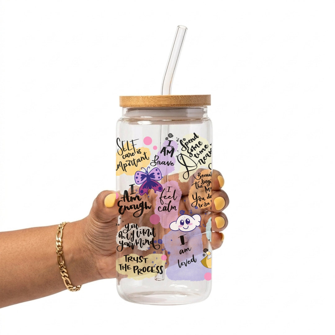 Self-Love Affirmations Glass Cup