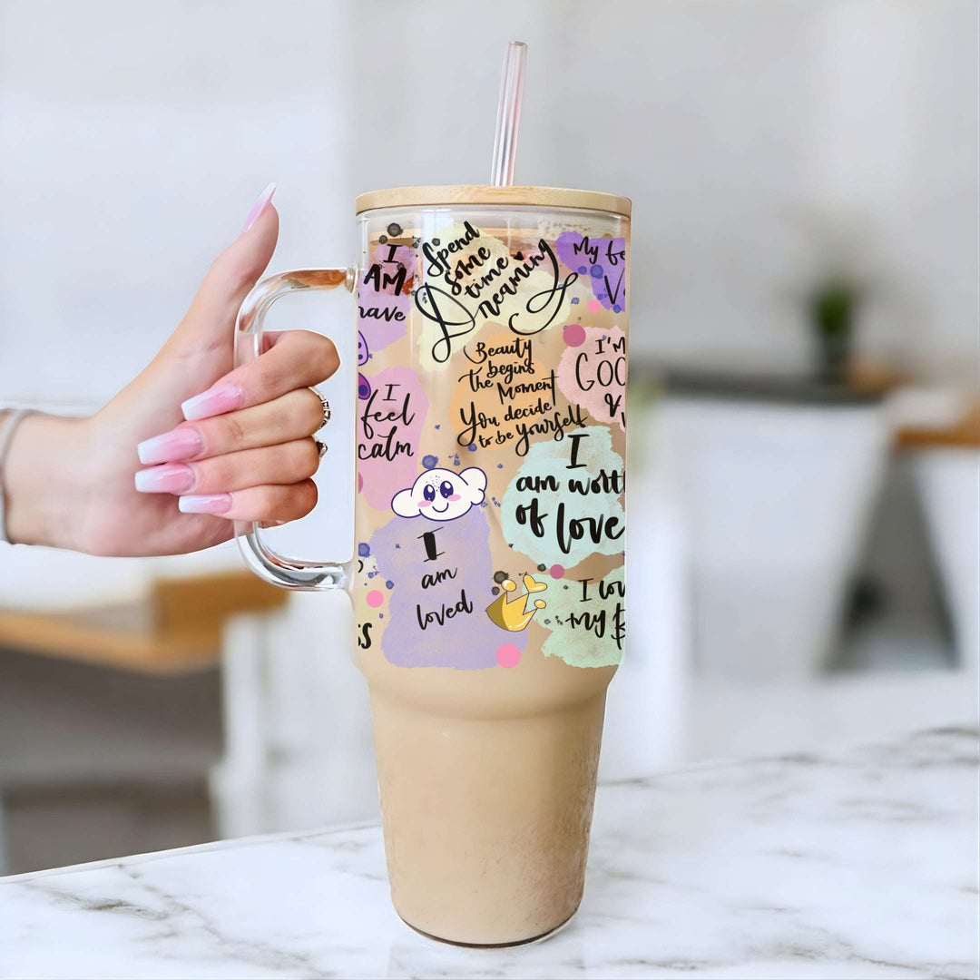 Self-Love Affirmations Glass Cup