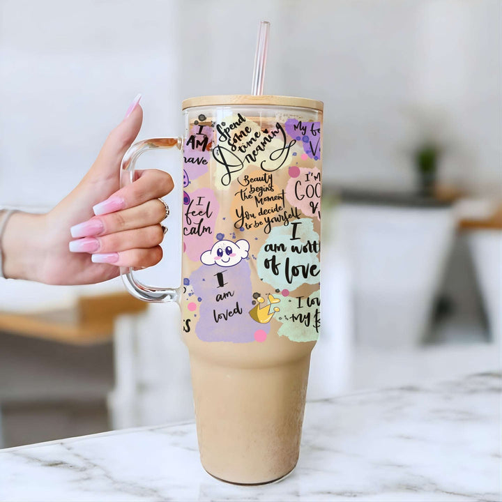 Self-Love Affirmations Glass Cup