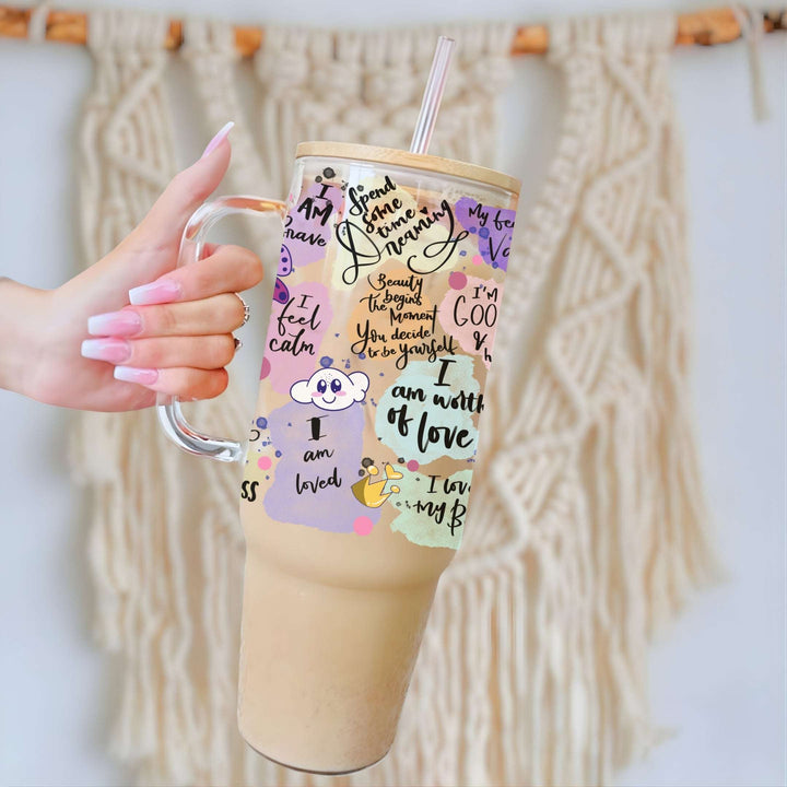 Self-Love Affirmations Glass Cup