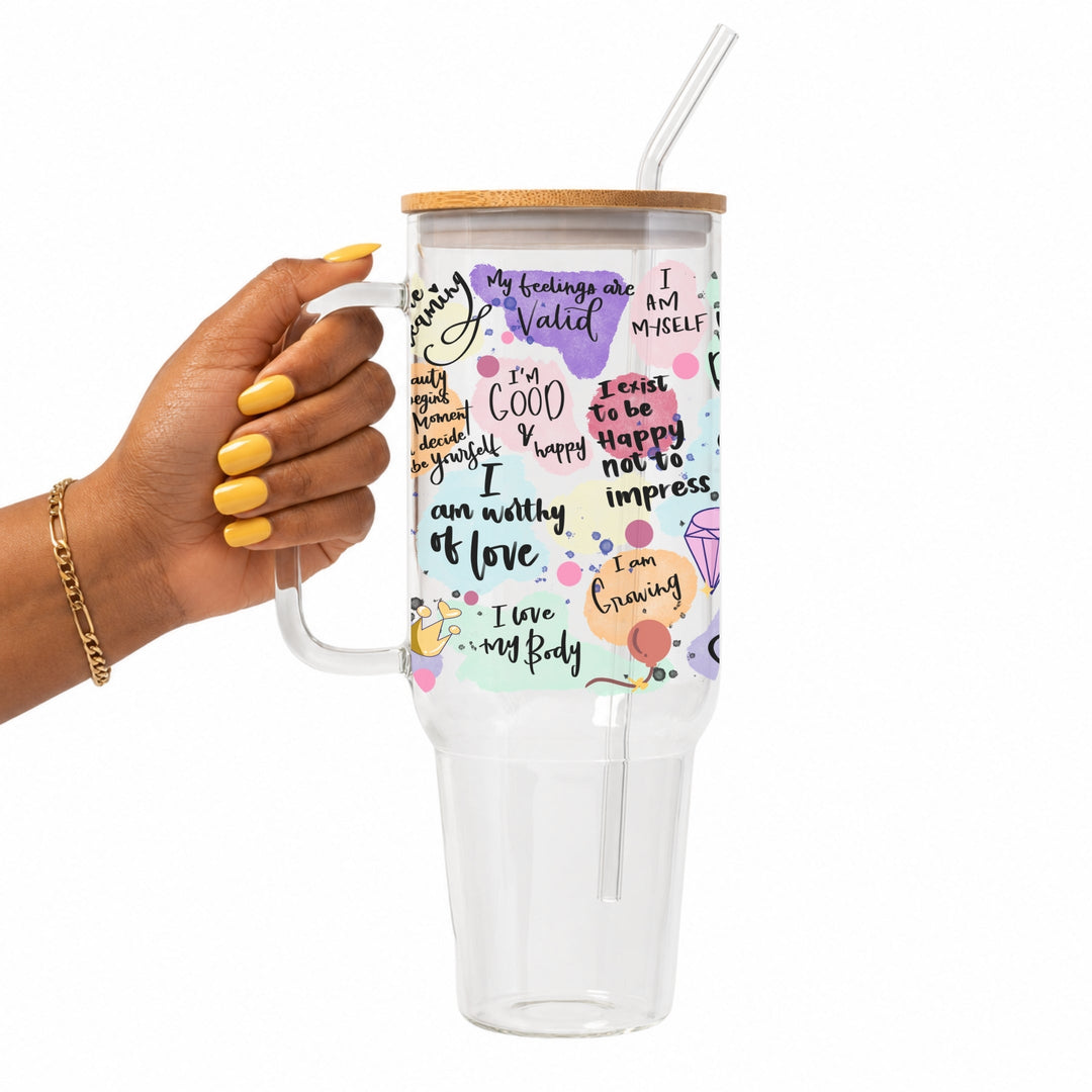 Self-Love Affirmations Glass Cup
