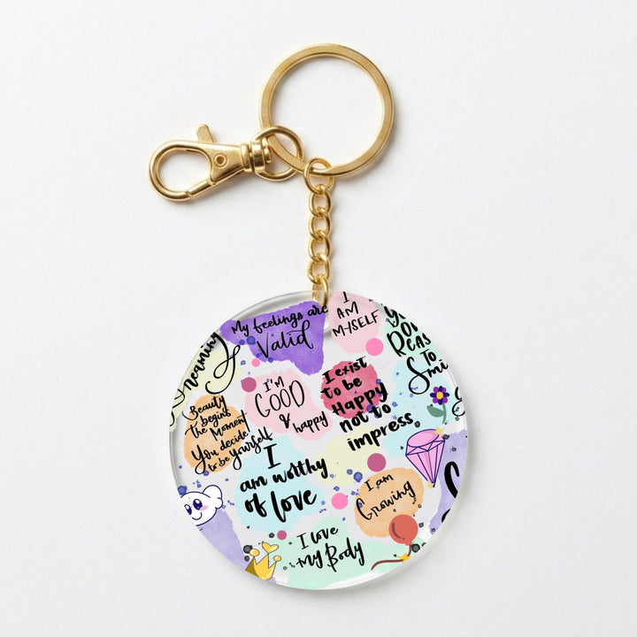 Self-Love Affirmations Acrylic Keychain with Charm