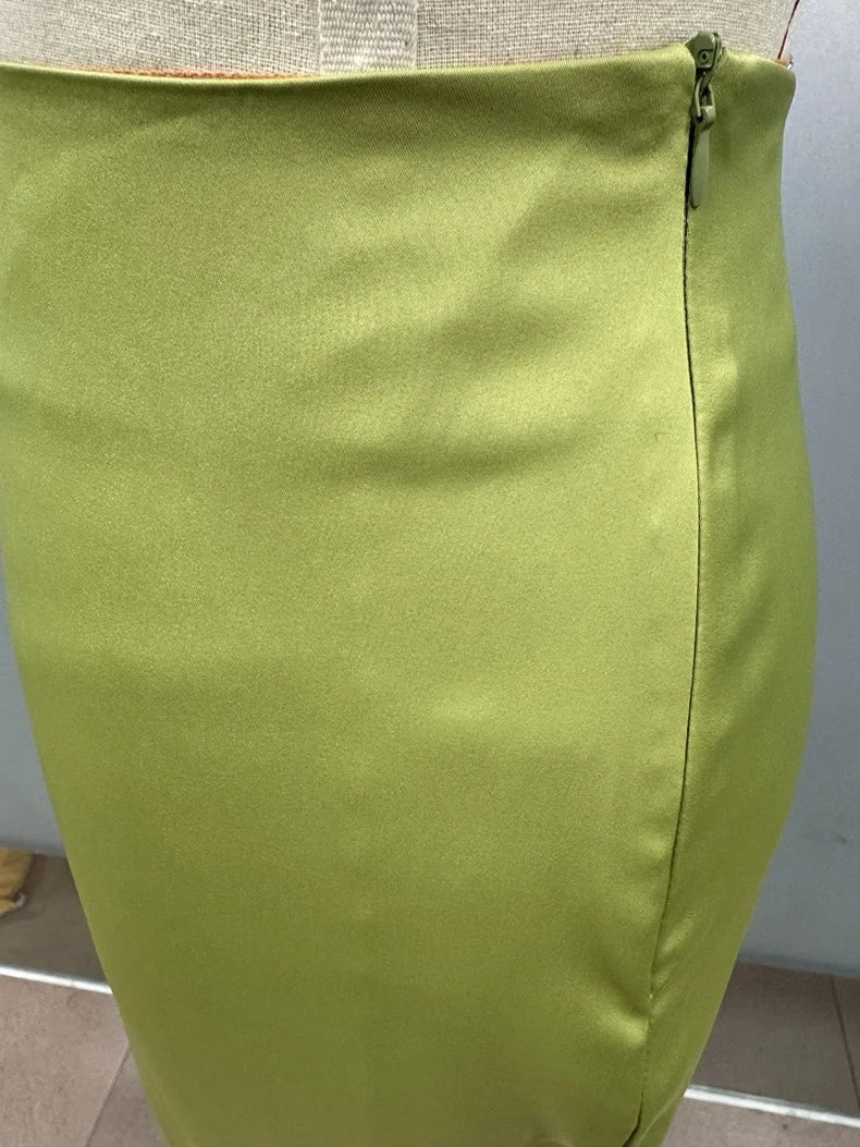 Satin Skirt Autumn Winter Simple A line Long Skirt Women Clothing