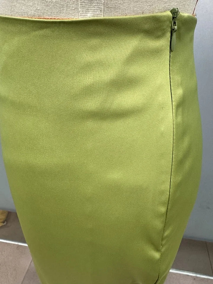 Satin Skirt Autumn Winter Simple A line Long Skirt Women Clothing