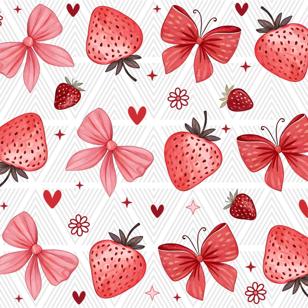 Strawberry Coquette Bows Glass Cup