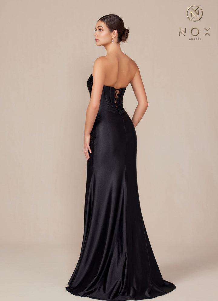 Nox Anabel T1500 Dress Satin Strapless Floor Length Keyhole Bodice