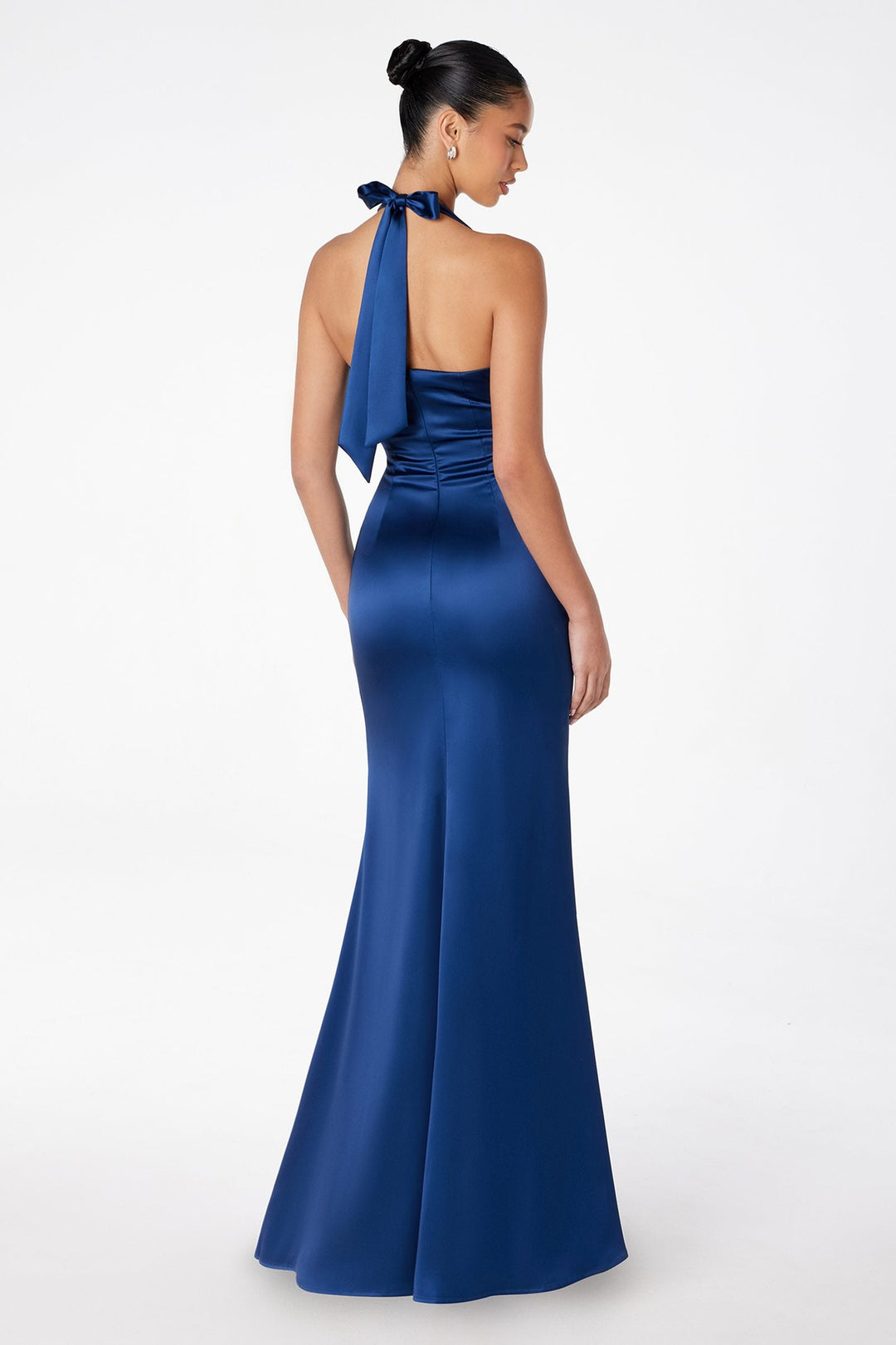 Astee T2001 Fitted Long V-Neckline Halter Top Evening Gown